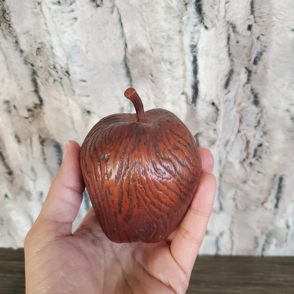 Faux Woodgrain Fruit Fake Apples, Pears, Peaches,  Bananas‎ - Lot Of 8 MCM
